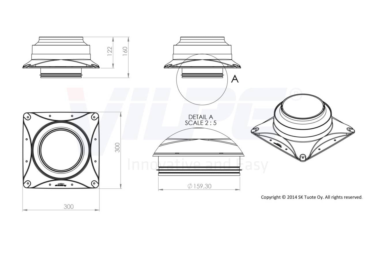 VILPE® E220S tetőventilátor + IS, szürke