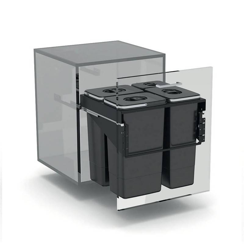 EKOTECH - Beépíthető hulladékgyűjtő FRONT 60 - 1x7 liter+3x26 liter
