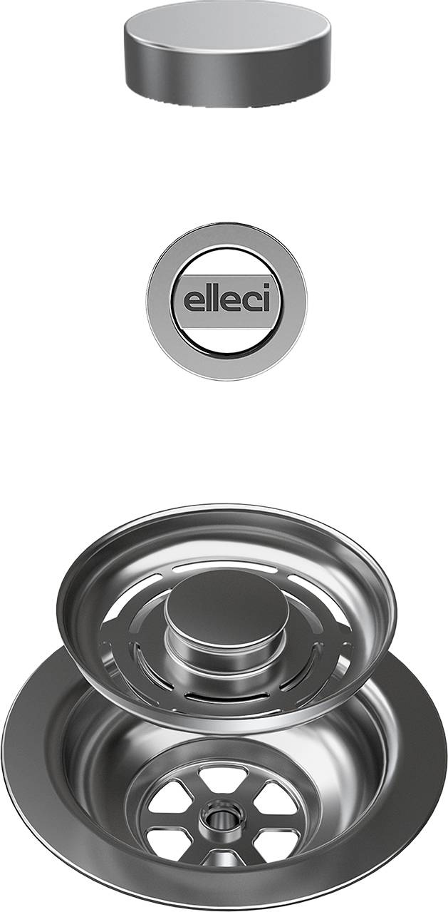ELLECI - FLOW OPEN TWIST (tekerős) automata dugókiemelő egymedencés mosogatókhoz - inox