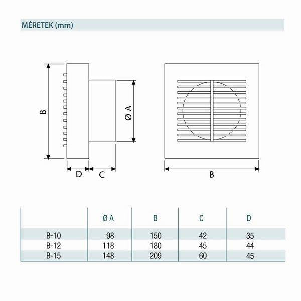 Cata B-10 Timer ventilátor utószellőztető funkcióval