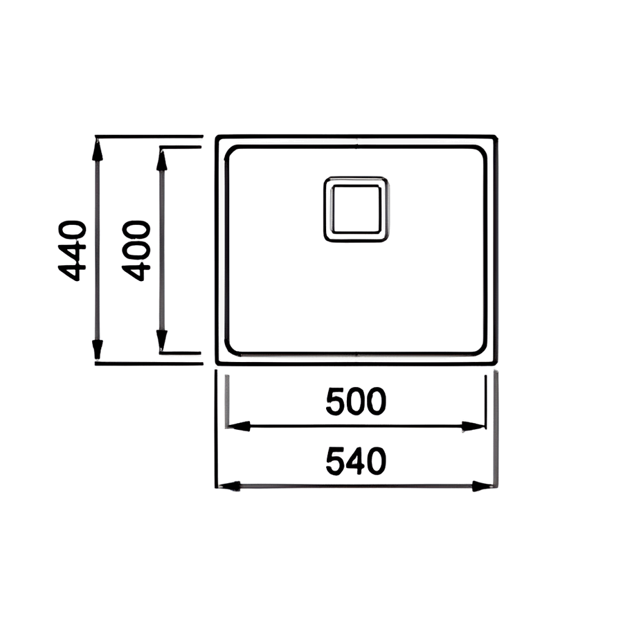 ELLECI - Mosogatótálca W-Square 500 inox munkalapra, munkalap alá és szintbe is szerelhető