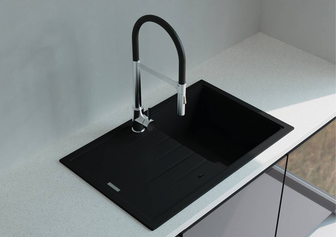 NODOR - Mosogatótálca NorGranite 78.50 1B 1D BK fekete