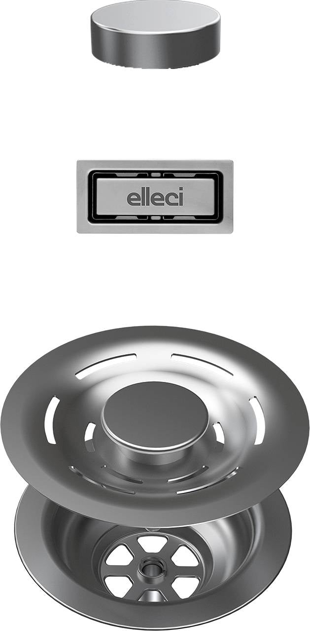 ELLECI - FLOW-PRO OPEN TWIST (tekerős) automata dugókiemelő egymedencés mosogatókhoz - inox