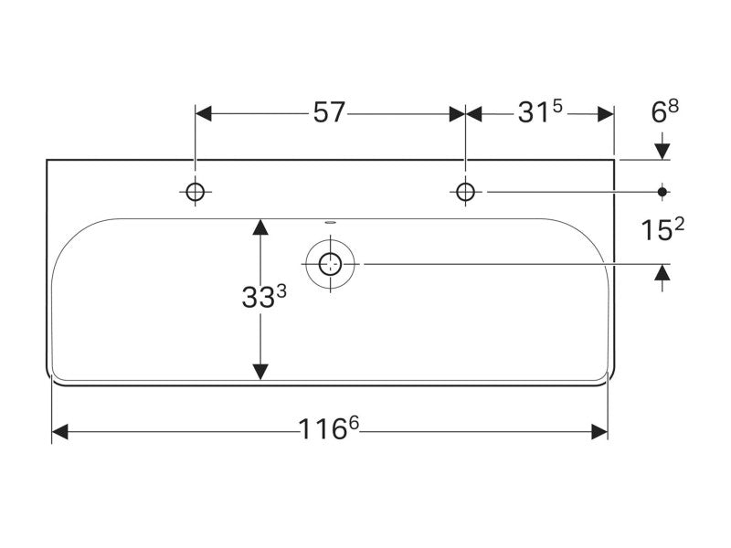 GEBERIT SMYLE SQUARE MOSDÓ 120X48- KÉT CSAPLYUKKAL TÚLFOLYÓVAL