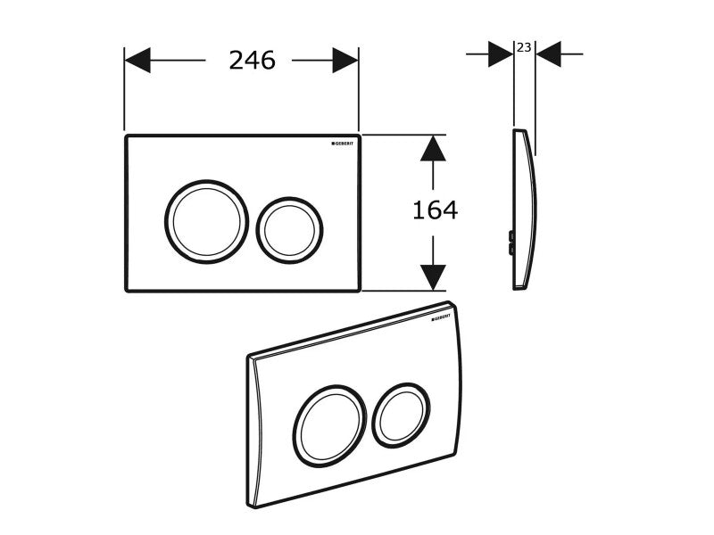 GEBERIT NYOMÓLAP DELTA 20 MATT KRÓM BASIC 2 MENNYISÉGES
