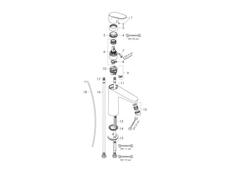 HANSGROHE FOCUS EGYKAROS MOSDÓCSAPTELEP 100 LOWFLOW - AUTOMATA LEERESZTŐVEL