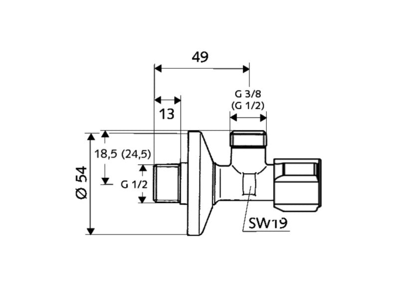 SCHELL 1/2"-1/2" SAROKSZELEP SZŰRŐS COMFORT - CSAVARZAT NÉLKÜL