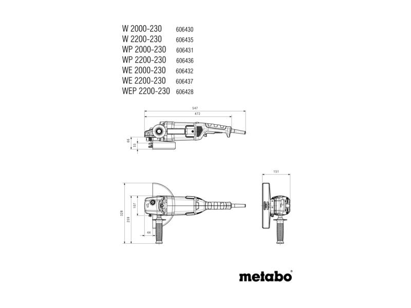 METABO SAROKCSISZOLÓ, WE 2000-230, D180-230 MM