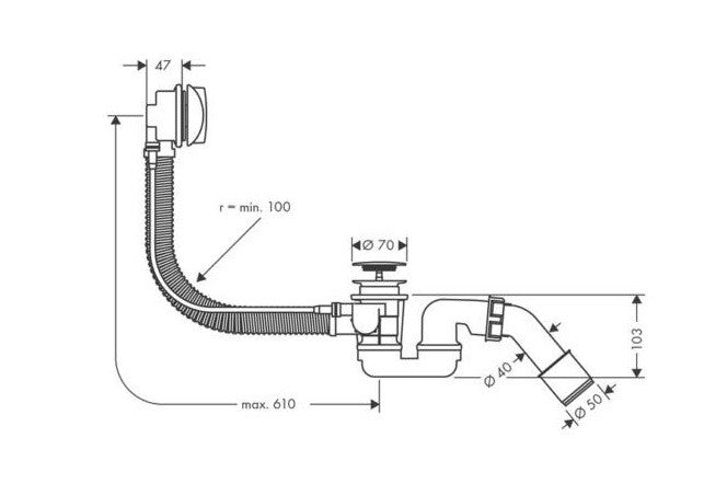 HANSGROHE FLEXAPLUS KÁD LE- ÉS TÚLFOLYÓGARNITÚRA KOMPLETT