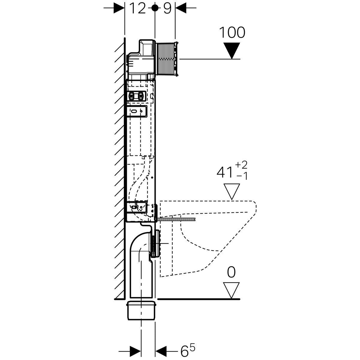 GEBERIT KOMBIFIX FALI WC SZERELŐELEM 108CM - SIGMA 12CM-ES FALSÍK ALATTI ÖBLÍTŐTARTÁLLYAL