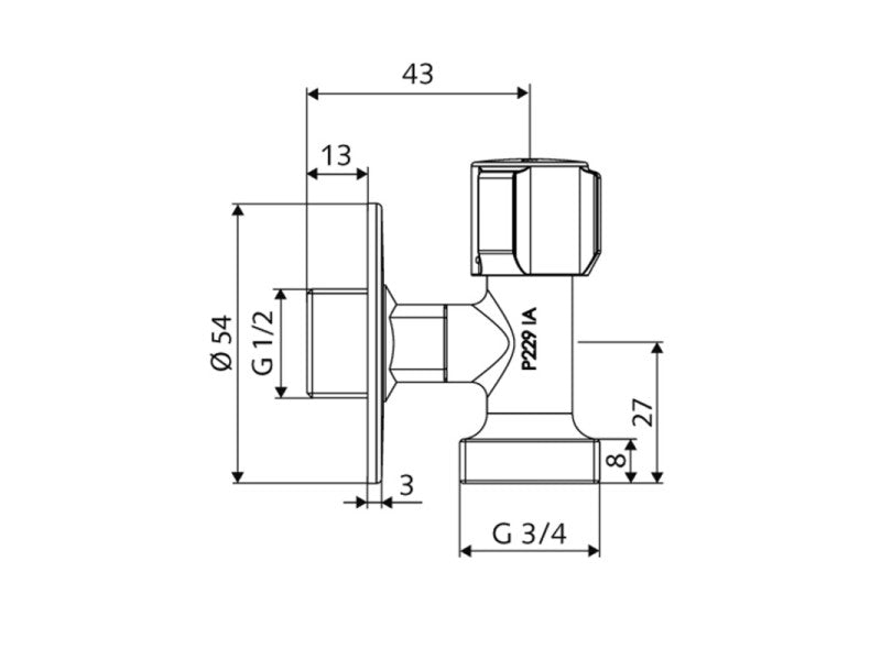 SCHELL 1/2"-3/4" HELYTAKARÉKOS SAROKSZELEP