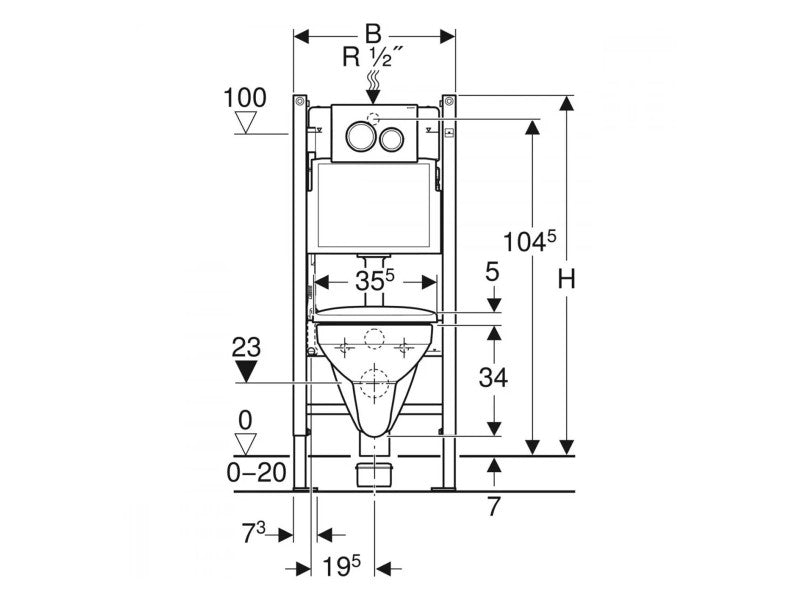 GEBERIT DUOFIX BASIC SZERELŐELEM KÉSZLET, DELTA20 NYOMÓLAP, SELNOVA SQUARE FALI WC-VEL, ÜLŐKÉVEL