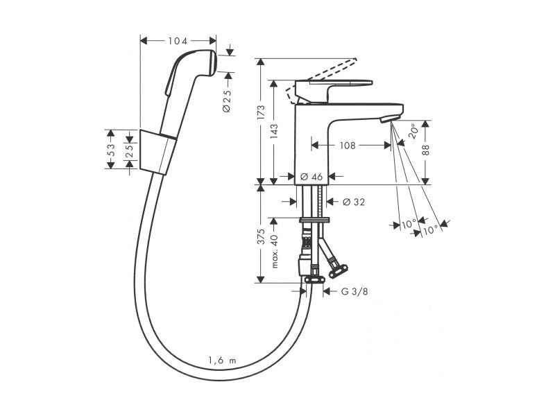 HANSGROHE VERNIS BLEND EGYKAROS MOSDÓCSAPTELEP 100, + BIDET KÉZIZUHANY + ZUHANYTÖMLŐ 160