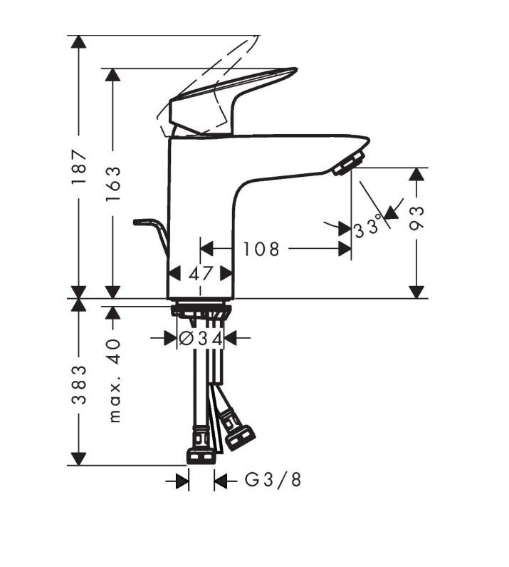 HANSGROHE LOGIS 100 MOSDÓCSAPTELEP - AUTOMATA LEERESZTŐVEL
