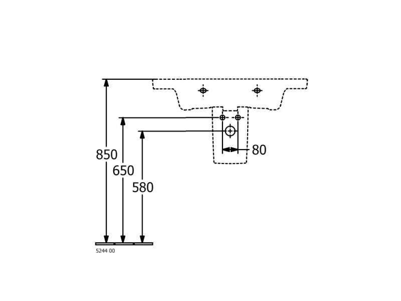 VILLEROY & BOCH SUBWAY 3.0 BEÉPÍTHETŐ MOSDÓ, SZÖGLETES, 80X47, TÚLFOLYÓVAL