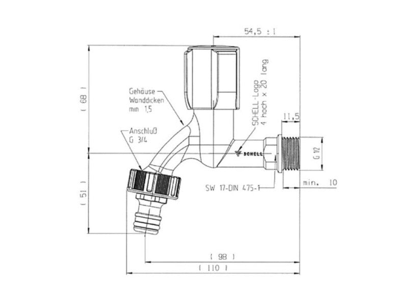 SCHELL COMFORT KIFOLYÓSZELEP VISSZAFOLYÁSGÁTLÓVAL 1/2"