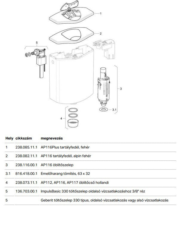 GEBERIT WC TARTÁLY AP116 ALACSONY SZERELÉSŰ