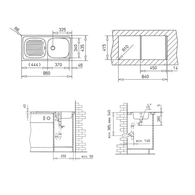 STROHM TEKA EBM 45 1B 1D, MOSOGATÓTÁLCA, 1 MEDENCE+1 CSEPPTÁLCA, 860X435MM, FÉNYES (30000091)