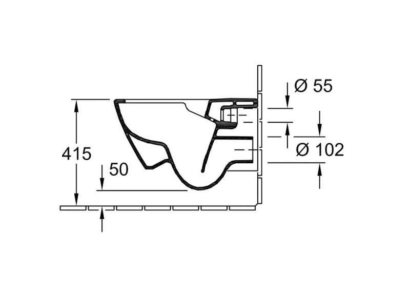 VILLEROY & BOCH SUBWAY 2.0 OVÁLIS, HÁTSÓS, MÉLYÖLÍTÉSŰ, PEREM NÉLKÜLI FALI WC + ÜLŐKE