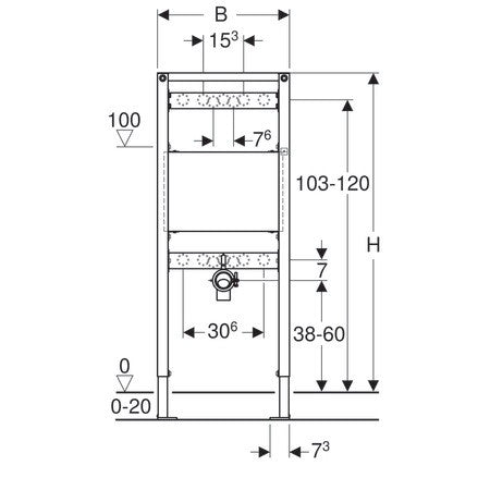 GEBERIT DUOFIX FALIKÚT SZERELŐKERET 130CM FALON KÍVÜLI CSAPTELEPHEZ