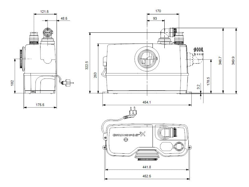 GRUNDFOS SOLOLIFT2 WC-1 SZENNYVÍZ ÁTEMELŐ SZIVATTYÚ, DARÁLÓS