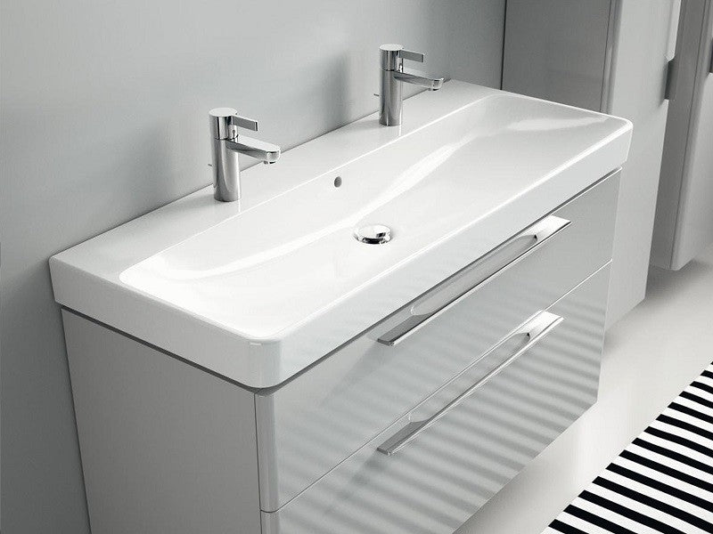 GEBERIT SMYLE SQUARE MOSDÓ 120X48- KÉT CSAPLYUKKAL TÚLFOLYÓVAL