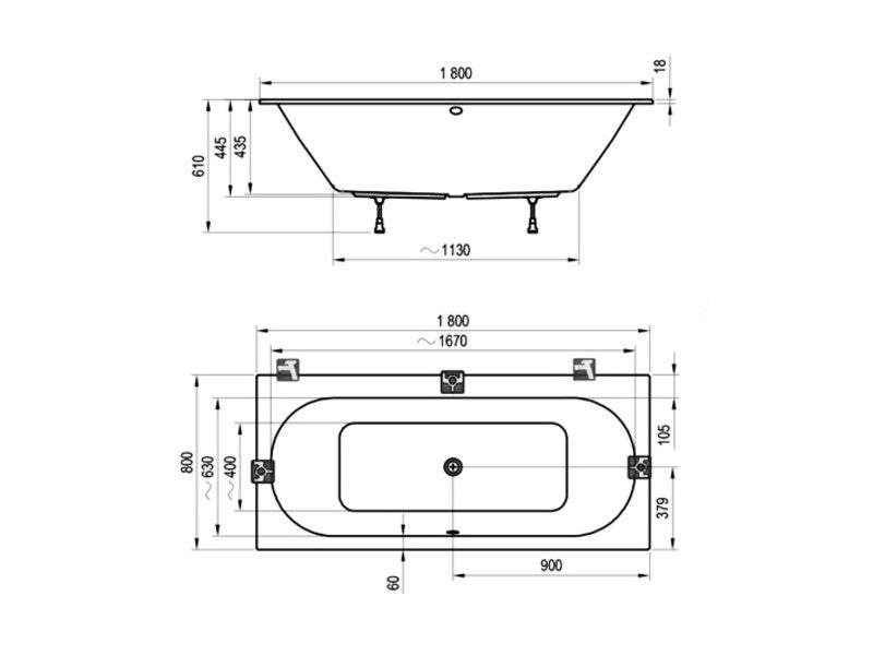 RAVAK CITY SLIM 180 X 80 AKRILL KÁD FEHÉR