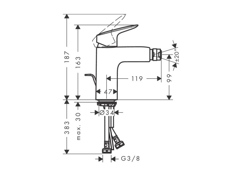 HANSGROHE LOGIS 100 BIDETCSAPTELEP - AUTOMATA LEERESZTŐVEL