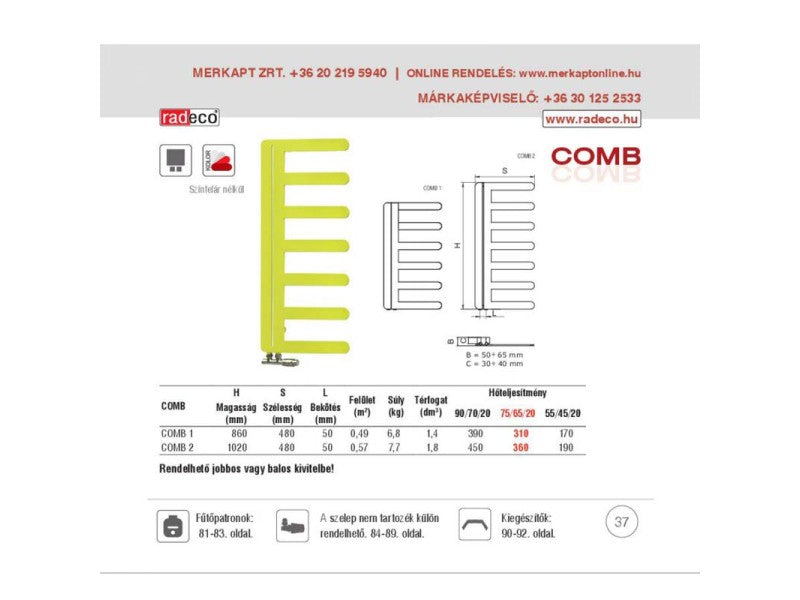 RADECO COMB 1 860X480 310W RAL 9016