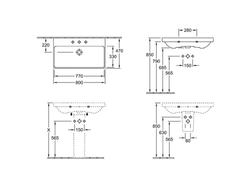 VILLEROY & BOCH AVENTO MOSDÓ 80X47 BEÉPÍTHETŐ