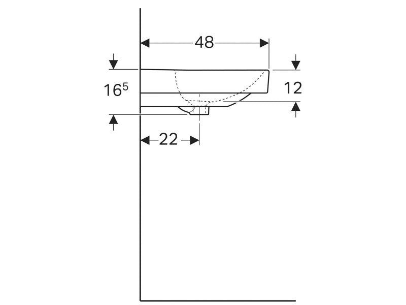 GEBERIT SMYLE SQUARE MOSDÓ 120X48- KÉT CSAPLYUKKAL TÚLFOLYÓVAL