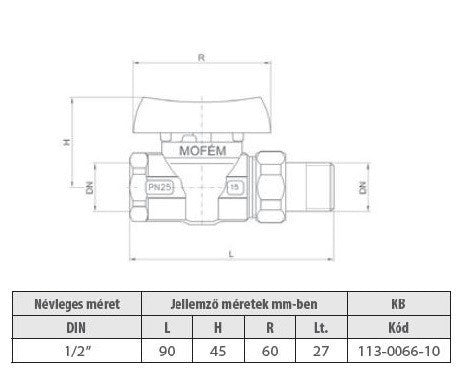 MOFÉM 1/2" KB HOLL. FLEXUM GÁZ GOLYÓSCSAP 12/#