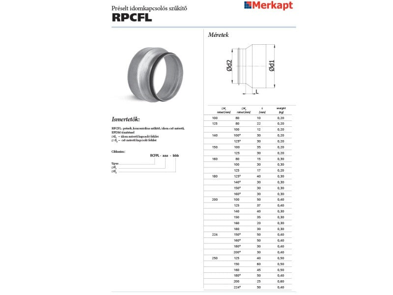 ALNOR PRÉSELT SZŰKÍTŐIDOM, RÖVID, IDOMKAPCSOLÓS, KONCENTRIKUS, GUMIS, 200-160
