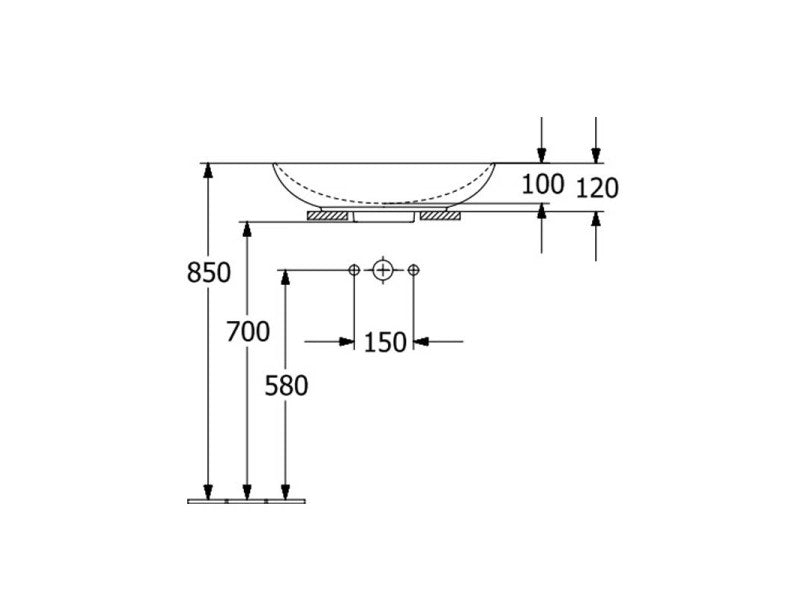 VILLEROY & BOCH LOOP & FRIENDS RÁÜLTETHETŐ MOSDÓ OVÁLIS, CSAPLYUKFURAT NÉLKÜL, 56X38, TÚLFOLYÓVAL