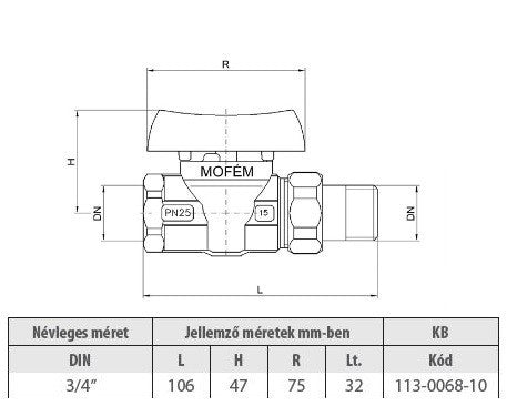 MOFÉM 3/4" KB HOLL. FLEXUM GÁZ GOLYÓSCSAP