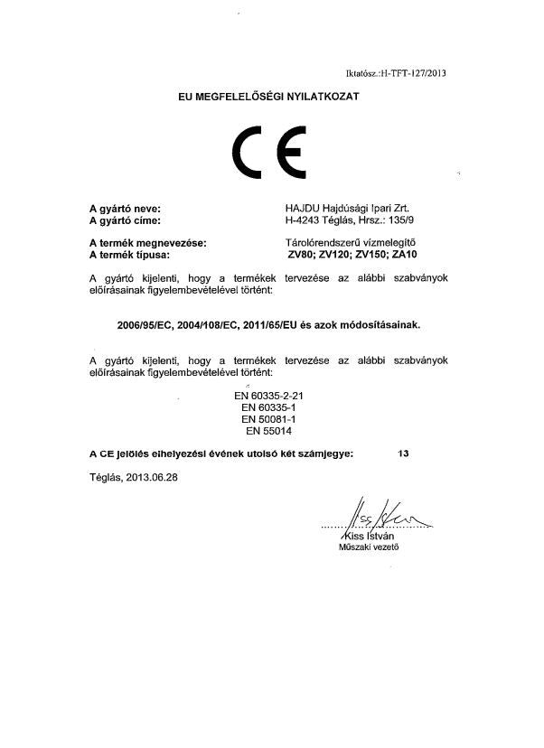 HAJDU ZA-10 VÍZMELEGÍTŐ 10L ALSÓS - ZÁRT RENDSZERŰ 2111211711