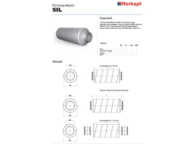ALNOR HANGCSILLAPÍTÓ, 50MM ÜVEGGYAPOT, 355X950MM, 250