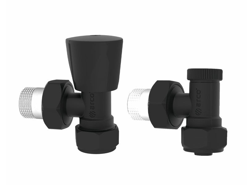 ARCO 1/2" RADIÁTORSZELEP SZETT SAROK, FEKETE 16X2 MŰANYAG CSŐRE