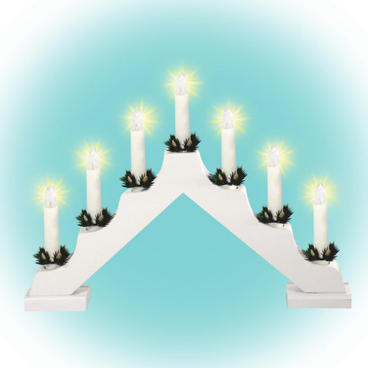 Home KAD 03 gyertyapiramis, 7 db izzó, fehér festett fa, L7D