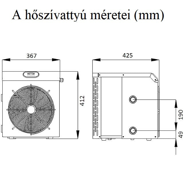 Medence hőszivattyú, Fairland Mini HP SHP03, kompakt, energiatakarékos, R32 hűtőközeg, titán hőcserélő, plug and play, max. 40°C, 3,5 kW