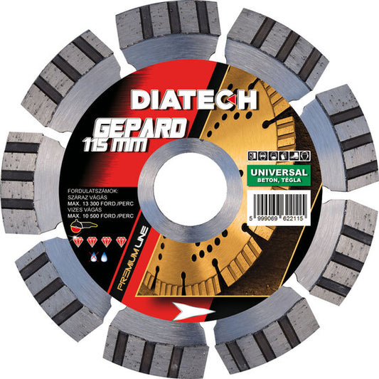 Gepard 115x22,2x10 mm turbó gyémánt vágótárcsa, univerzális