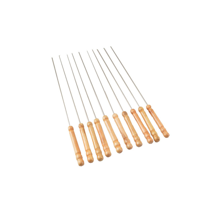 Grill nyárs 30cm krómozott fa nyéllel (10db/csomag)