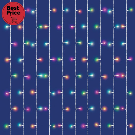 iSparkle LEDS120CV LED-es fényfüggöny, 1,5x2 m / 120 db RGB LED, applikációval vezérelhető, smart, kül- és beltéri kivitel