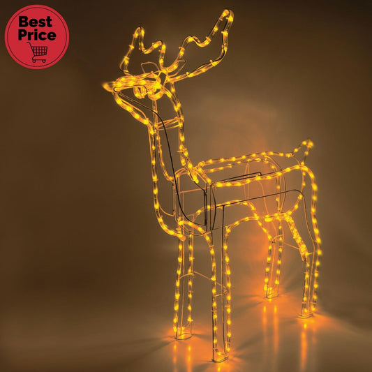 Home ROPE 1 szarvas figura, borostyánszínű LED, fém váz, talpra hajtható, IP44, kültéri, beltéri