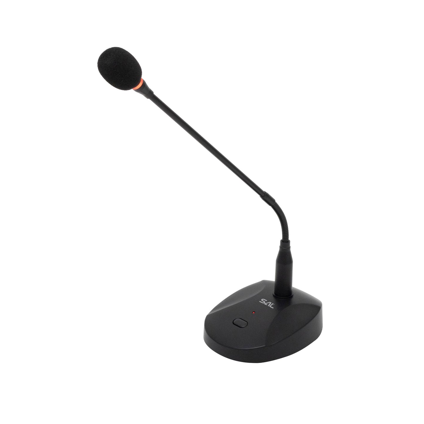 SAL M13 asztali mikrofon, professzionális, LED üzemjelző és fénygyűrű, kardioid irány karakterisztika, XLR csatlakozó, elemes tápellátás