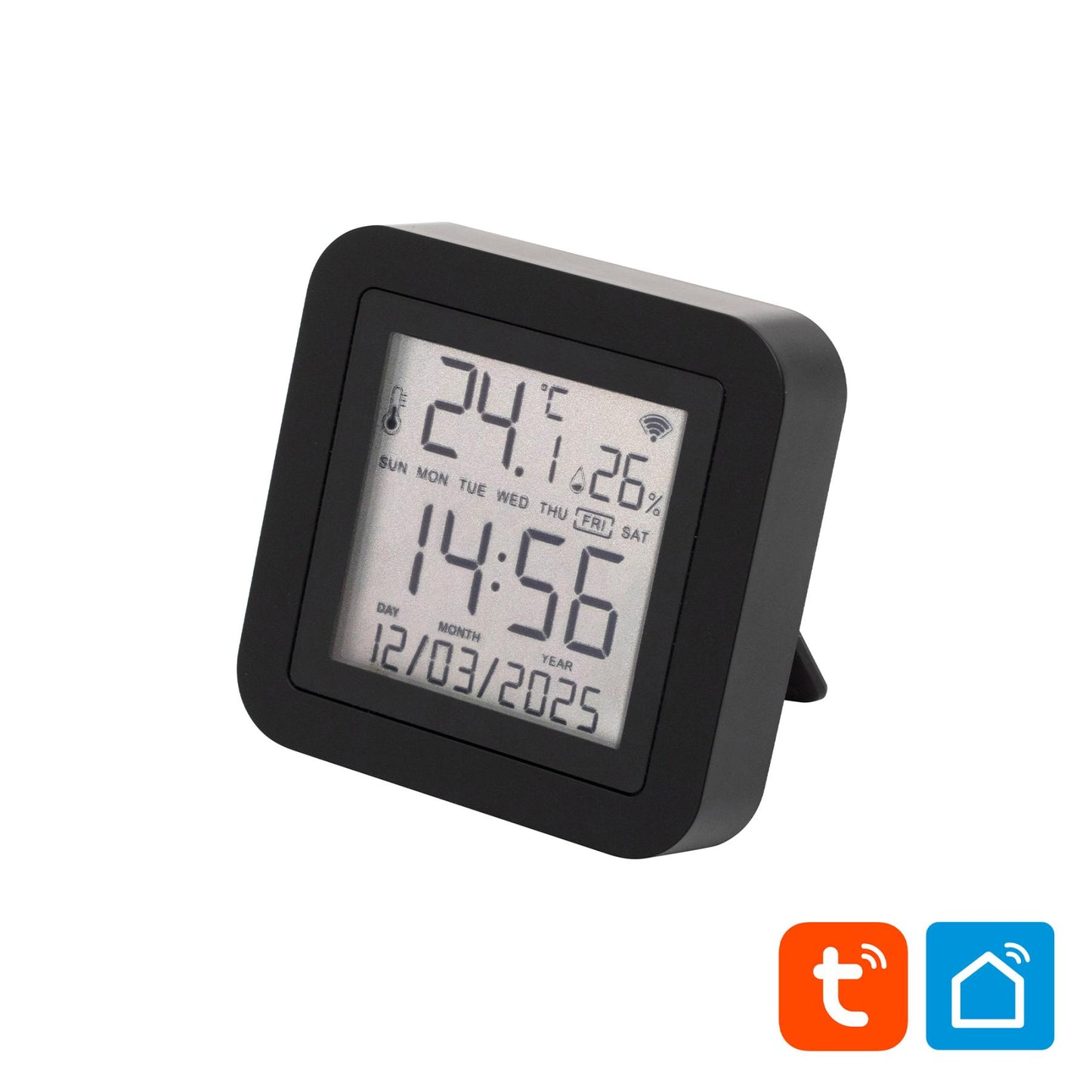 Home HSTHR távirányító, hő- és páratartalom mérő, óra, LCD kijelző, Smart Life, Tuya Smart, okos otthon, telefonos értesítés, automatizálás, eszközvezérlés, riasztás, USB tápellátás