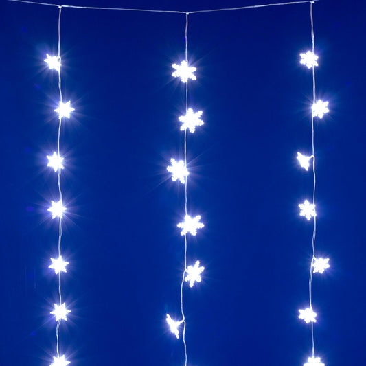 HOME KAF50WH LED-es hópehely fényfüggöny, 1,35 m, 50 db hidegfehér LED, hálózati tápellátás, beltéri kivitel