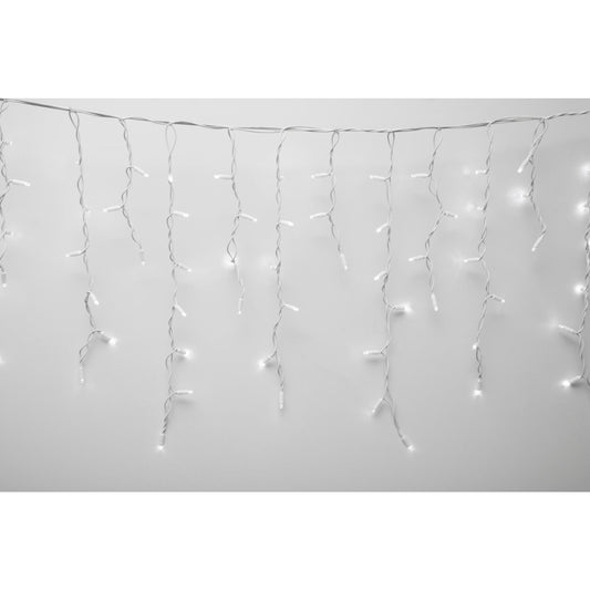 HOME KSFW200WW sorolható fényfüggöny, 4 méter, 200db melegfehér LED, fehér vezeték, kül- és beltéri kivitel