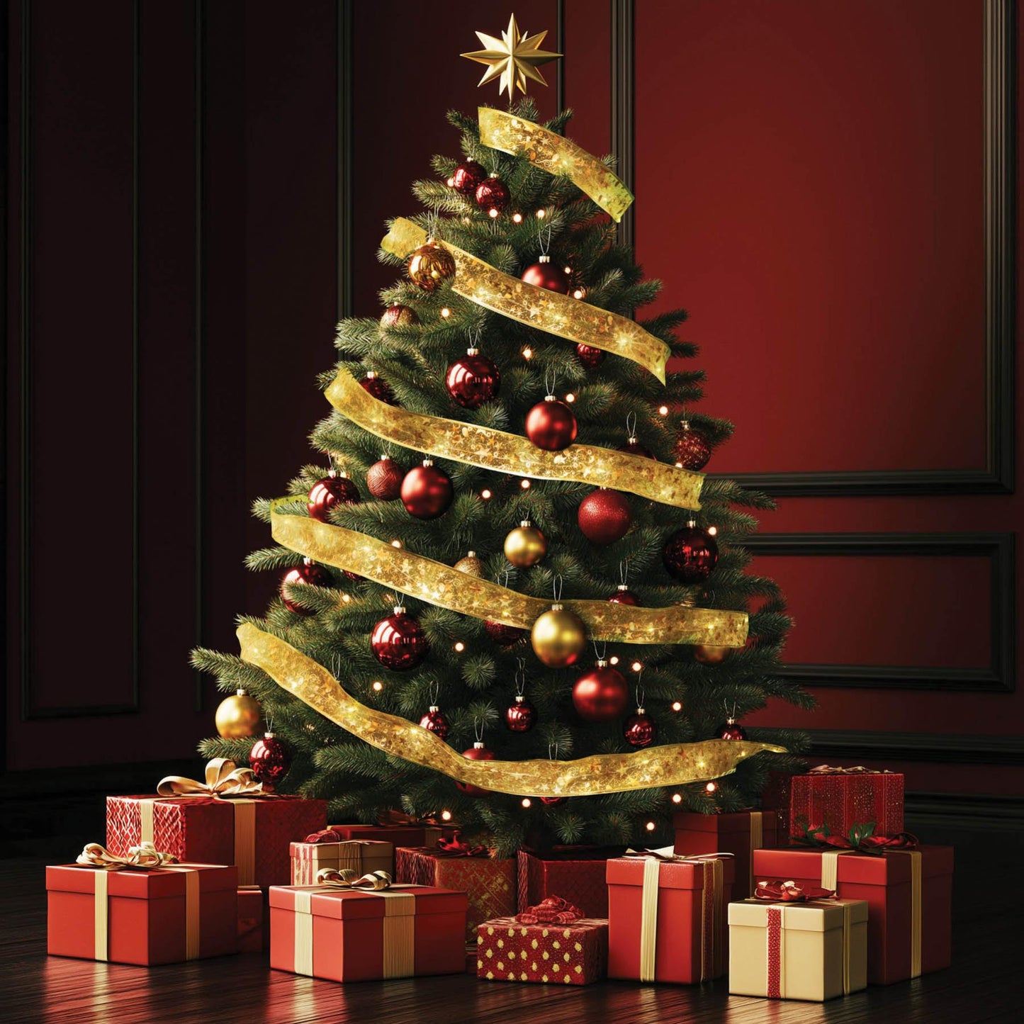 Home RLS10WW LED-es szalag mintákkal, arany színű szalag, 8 funkció, 100db melegfehér LED, 10m hosszú, 5cm széles, elemes tápellátás, beltéri kivitel