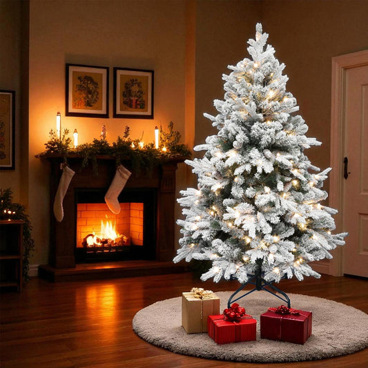 KMF8LED240 havas műfenyő LED-ekkel, 460db melegfehér LED, 8 program, 240cm magas, 144cm átmérő, 3D és 2D tűlevelek, hálózati tápellátás, beltéri kivitel